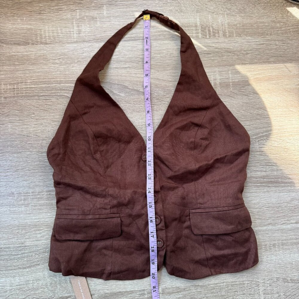 NWT Reformation Aida Linen Vest Top Chocolate Cake Brown 2 - Picture 11 of 13